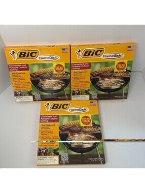 (3) New Bic Flame Disk Convenient Portable Outdoor Grilling Grill Prepper Stove